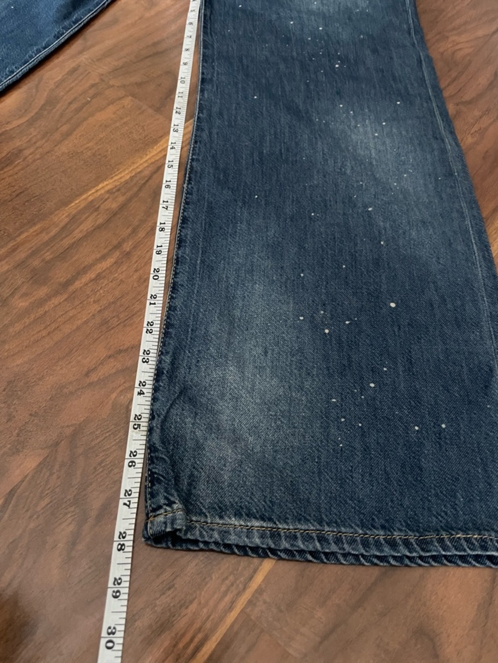 Anthropologie High-Rise Wide-Leg Jeans in Dark Blue with Paint-Splatter - Picture 5 of 5